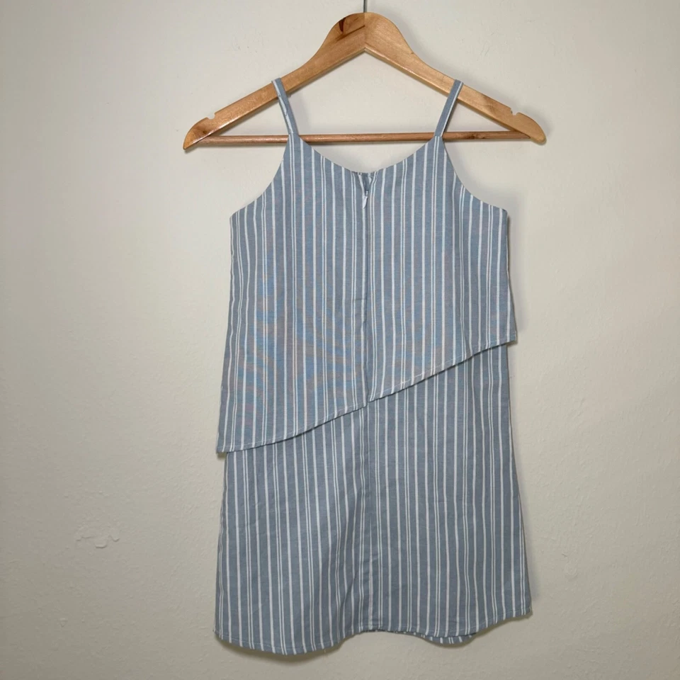 7 for all Mankind Juniors Striped Tank Mini Dress Light Blue SM - Изображение 4 из 4