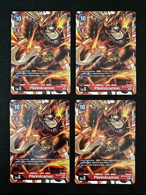 (4x) Digimon TCG PileVolcamon BT10-014 U Xros Encounter Playset
