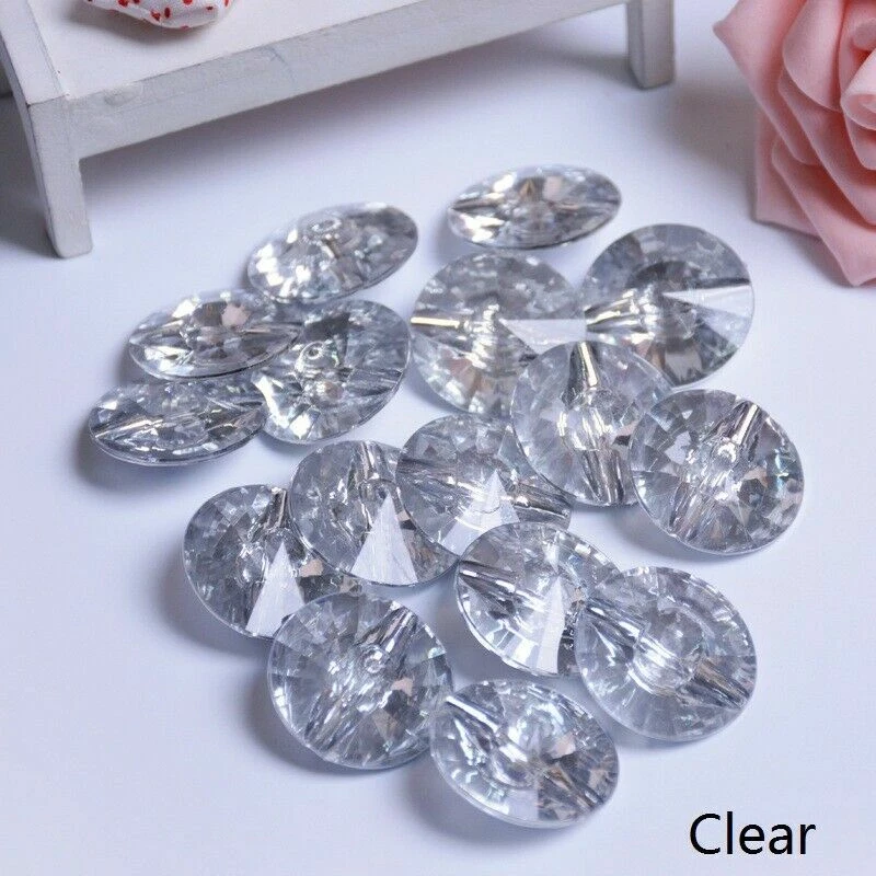 50x Acrylic Crystal Buttons For Curtain Pillow Sofa Upholstery Decor DIY Fashion - Image 4 of 4