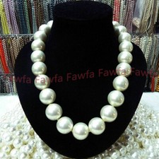 Fashion Huge AA16mm White South Sea Shell Pearl Round Beads Jewelry Necklace 18"