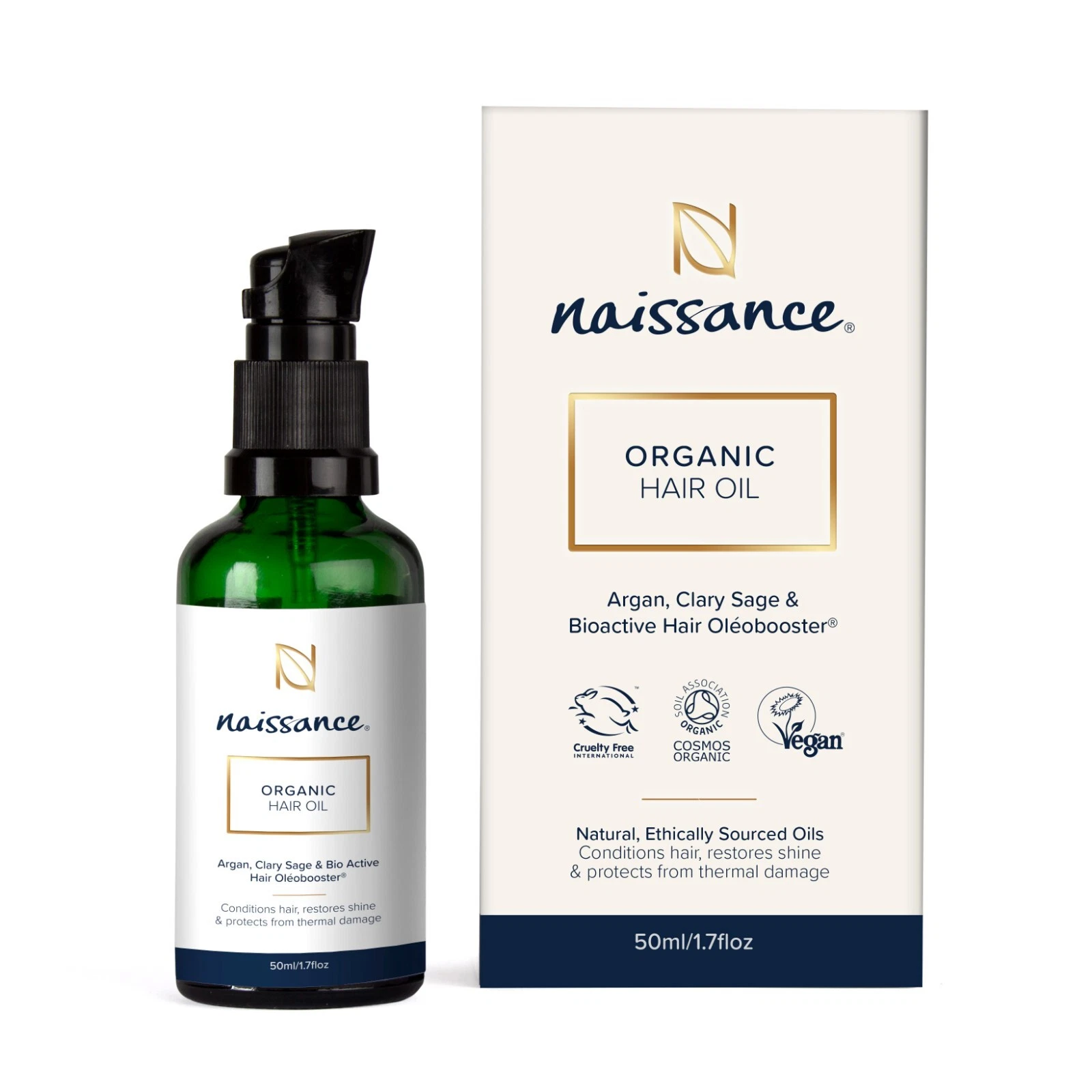 Naissance Certified Organic Hair Oil - 50ml - Nourishing Serum with Argan Oil