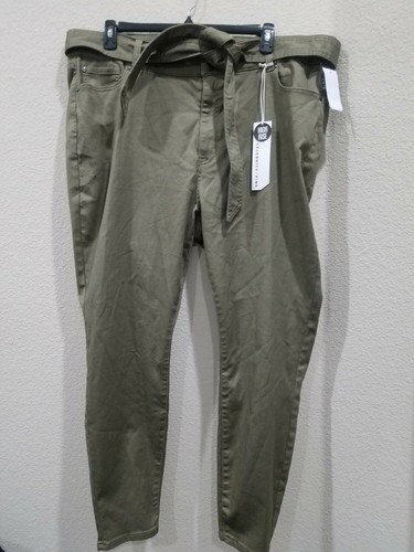 CELEBRITY PINK Olive Green Belted Hi Rise Skinny Pants*Pockets PLUS Size 24**NWT