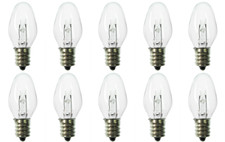 Box of 10 Nightlight Bulbs 7C7, Clear, 7 Watt, 130 Volt, E12 Candelabra Base