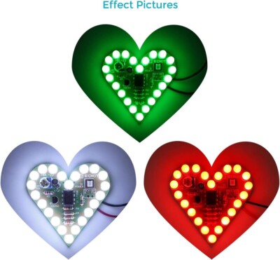 Heart Shape LED Flashing Light DIY Kit with PCB DC 4-6V Red Green White 3Pcs