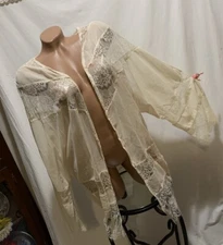 ❤️Zanzea Sexy Sheer Open Front Floral Scallop Lace Inserts Coverup Ivory Cream