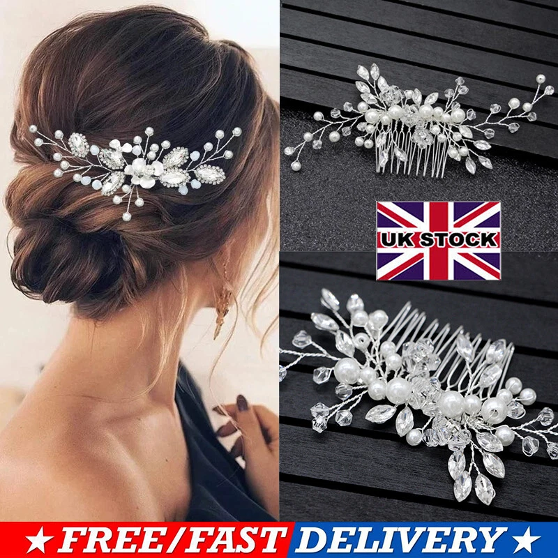 Wedding Bridal Hair Accessories Comb Clips Piece Crystal Diamante