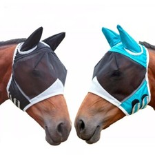 Horse Fly Mask With Ears Protection Mosquito Anti-UV Insect Full Face Mesh