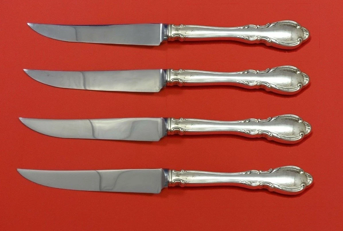 Legato by Towle Sterling Silver Steak Knife Set 4pc HHWS Custom 8 1/2" Serrated