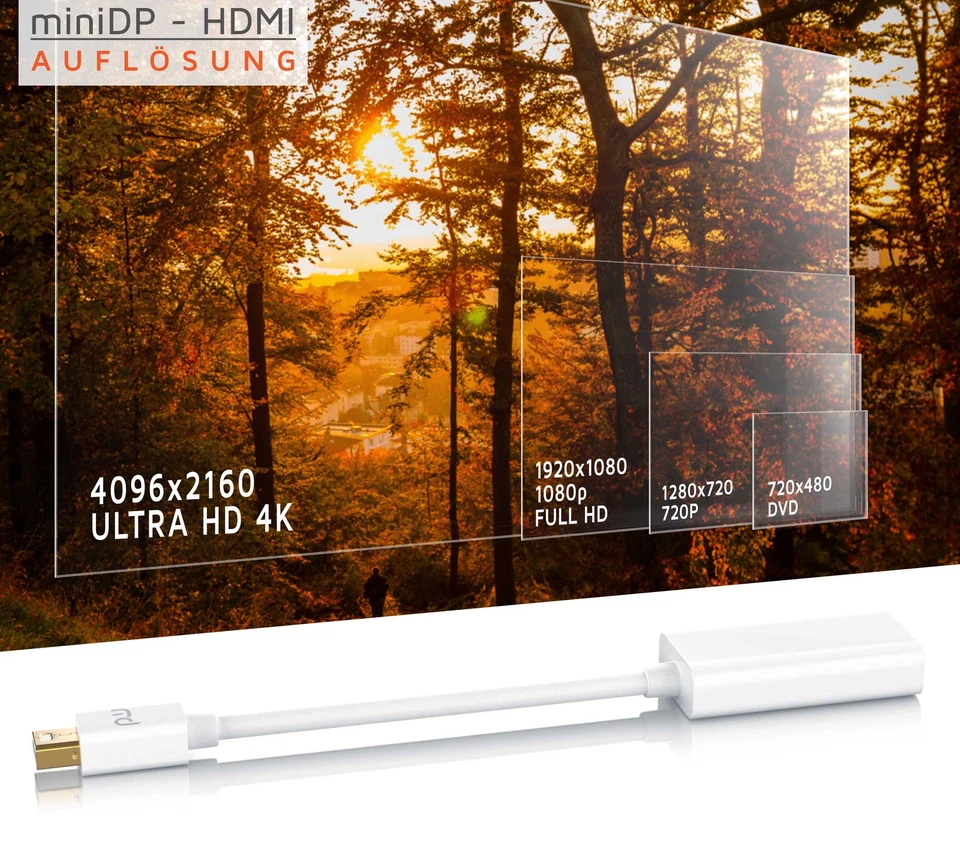 Primewire – 4k Mini DisplayPort zu HDMI-Konverterkabel UHD 60Hz Weiß - Bild 4 von 4