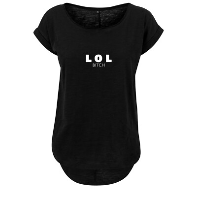 Ladies fashion Oversize Shirt Damen Tanktop LOL Bitch... - Schwarz & Weiß - NEU