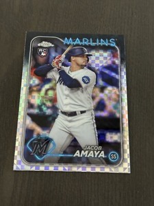 2024 Topps Chrome X-Fractor Parallel 92 JACOB AMAYA Miami Marlins Rookie Card RC