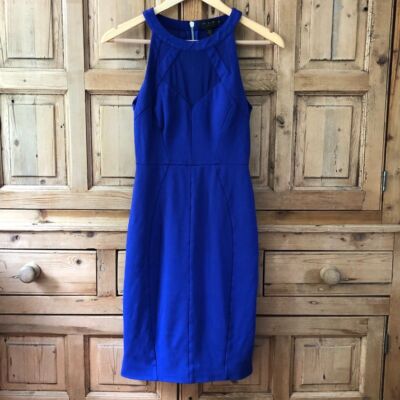 Ted Baker 1 (US 4) Jashmee Mesh Insert Bodycon Blue Dress