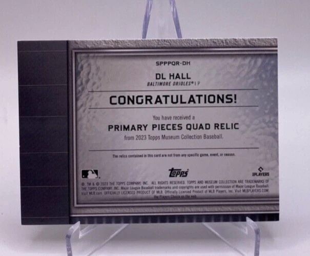 2023 TOPPS MUSEUM D.L. HALL QUAD JERSEY RC 13/15 BALTIMORE ORIOLES - Image 2 of 2