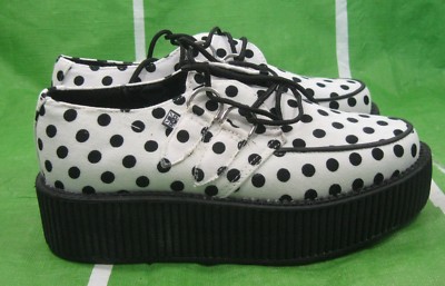 NEW T.U.K. A8582 Tuk Shoes Mondo Hi Sole White Black Polka