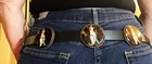 Zuni quail Concho Belt buckle + 7  conchos Inlay turquoise,  Attrib. Elliot Qual — photo 3