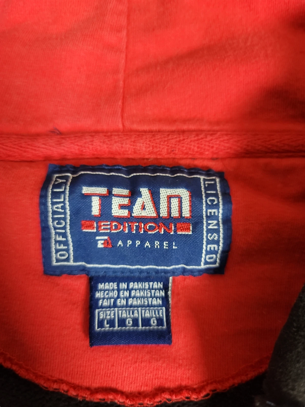 VETEMENTS Felpa con cappuccio nera Wisconsin Badgers taglia large pullover borsa tasca