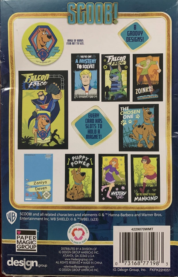 Scoob! Scooby Doo 16 Valentines Cards with Magnets - Image 2 of 2