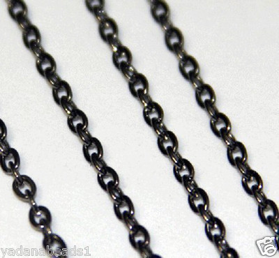 10 ft of Gunmetal Plated Flat Cable Chain 3X2.5mm
