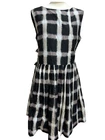 Marc By Marc Jacobs Black Large Check Cotton Silk Blend Dress Size 12 Preloved