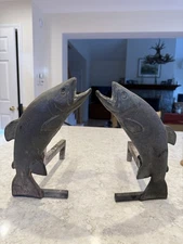 Liberty foundry salmon andirons—vintage
