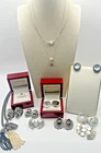 Sterling Silver 925 Jewelry Vtg Costume Lot Clip Earrings Necklace Designer Insp