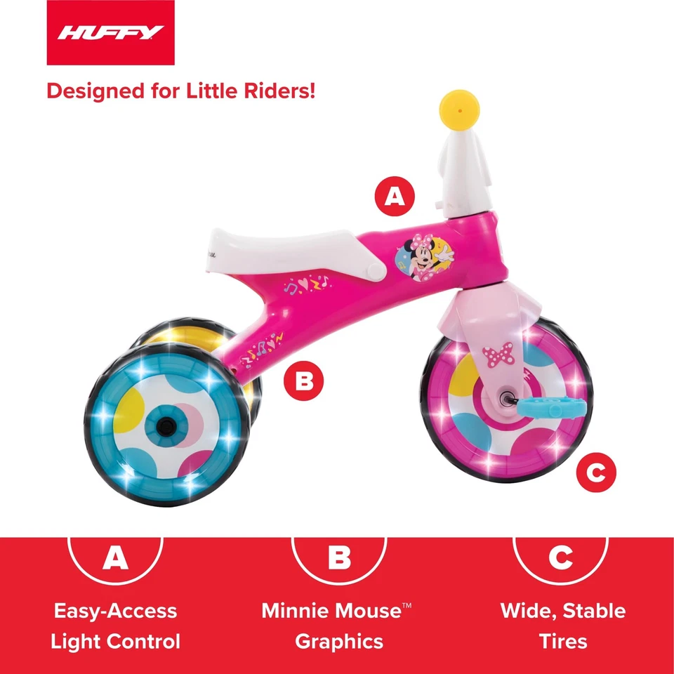 Minnie Mouse LED Trike for Toddlers Lightweight Fun Ride On Toy for Ages 1.5 ... - Image 4 of 4