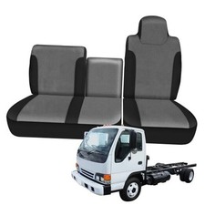 Truck Seat Cover Compatible with 1995-2005 Isuzu 1995-2005 npr black and gray