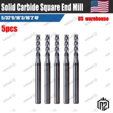 5 PCS 5/32" 4 Flute 2" Overall Length Solid Carbide End Mill -- AlTiN Coated