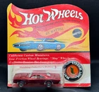 Vintage 1969 Hot Wheels Unpunched Custom Charger Red w/ Matching Button Sealed
