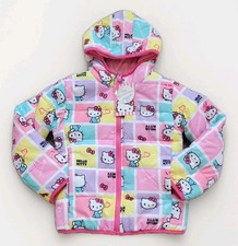 Hello kitty girl's puffer jacket size XS 4/5 Reversible fleece lined,pink
