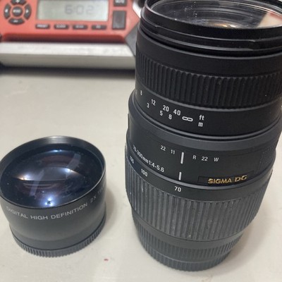 Sigma 70-300mm 1:4-5.6  DG Zoom Lens W/AF + DHD x2 Telephoto Lens Japan Optic