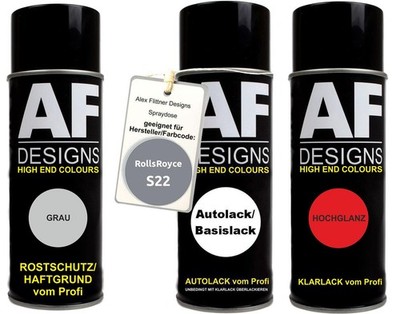 Spraydose Set für RollsRoyce S22 Contrast Silver Metallic Autolack Klarlack Grun