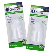 Brilliant Baby Finger Toothbrush - Silicone Gum 2 Count Pack of 1 , Clear