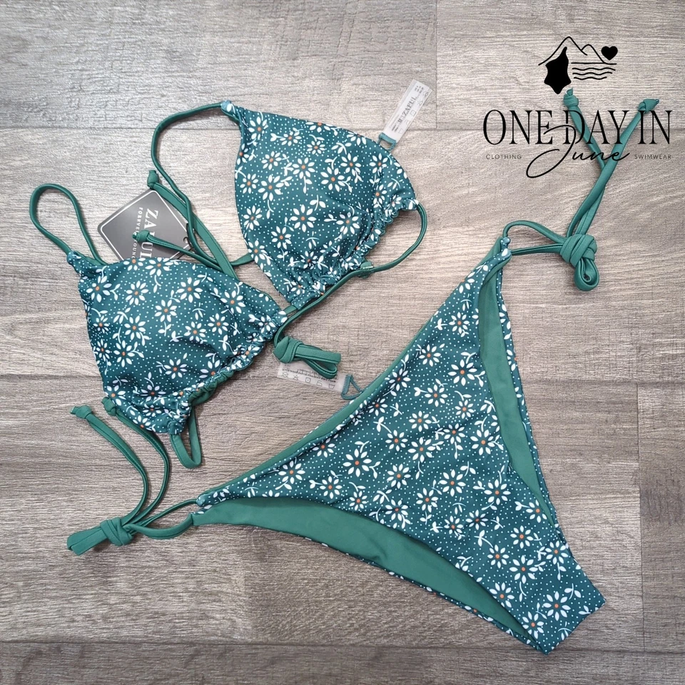 Traje de baño bikini con corbata lateral triángulo Zaful talla M Foto 2 de 4