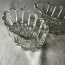 lot of 2 Heavy pressed glass Utensil Holders for forks and spoons