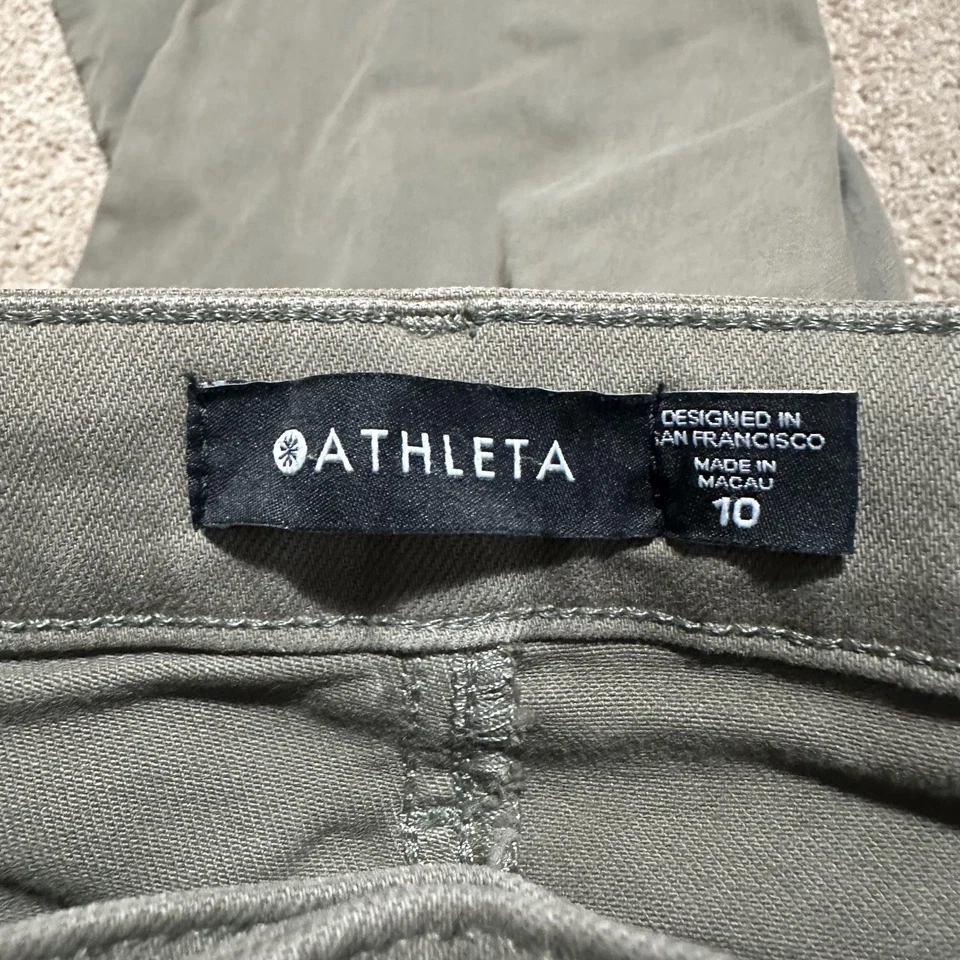 Pantalones Athleta Mujer 10 Verde Pierna Recta Elastizados Informales Aire Libre Senderismo Viaje Foto 4 de 4