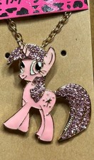 Fashion Women Pink Enamel Cute Unicorn Crystal Pendant Chain Necklace