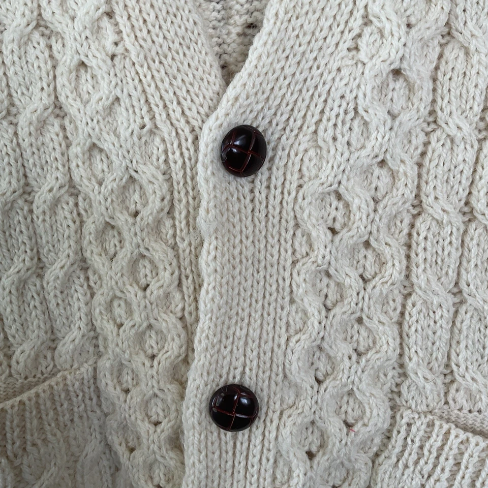 Chaleco Suéter Carraig Donn Tejido con Cable Lana Merino Para Hombre XL Crema Irlanda Foto 3 de 4