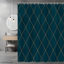Elegant Teal Shower Curtain with Gold Diamond Pattern