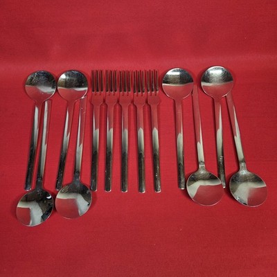 13-teiliges Modernist 18/10 Edelstahl Besteck Set | 8 Löffel & 5 Gabeln | MCM