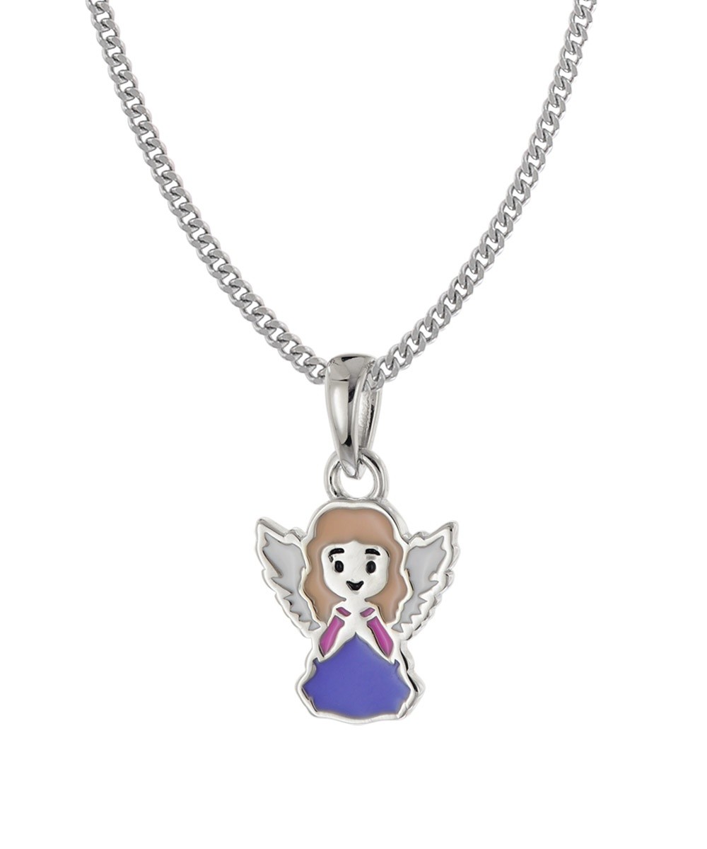 TRENDOR Schmuck Kinder-Halskette mit Engel-Anhänger 925 Silber Emailliert 21550