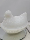 Vintage Milk Glass Hen On Nest Covered Dish Chicken Candy Bowl Farmhouse Decor