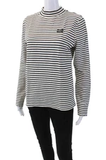 Scotch & Soda Womens Cotton Striped Mock Neck Knit Sweater White Size L