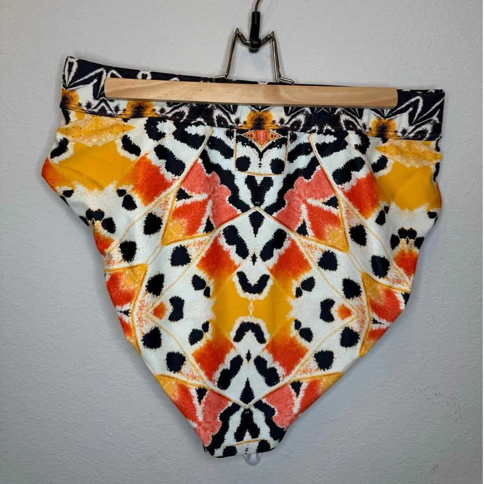 Parte inferior de bikini Andrea Iyamah estampado geométrico tiro alto naranja para mujer XL natación Foto 3 de 3