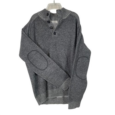 Aqua Toscano Womens Gray Lambswool Blend 1/4 Button Mock Neck Sweater Size L