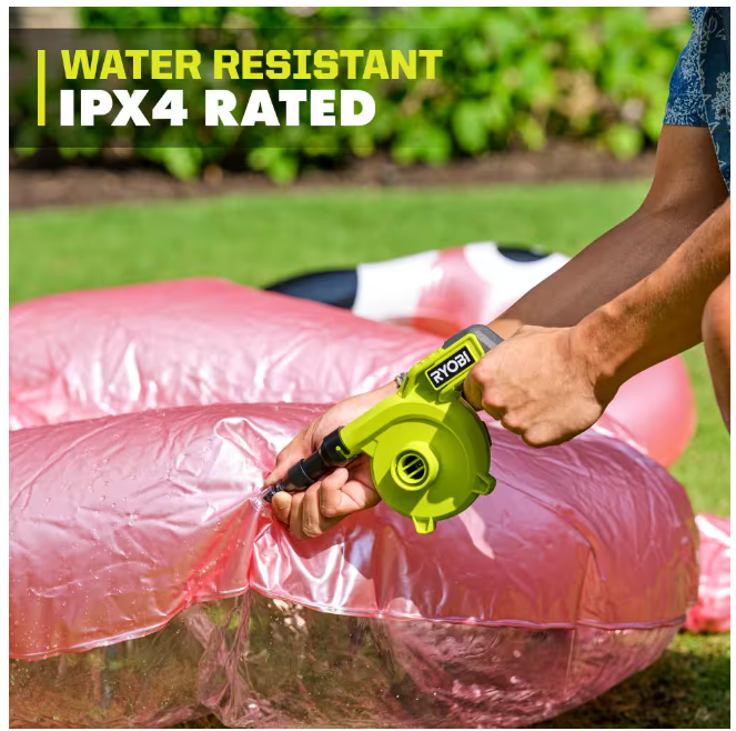Ryobi High Volume Inflator W/ USB Lithium 2 Ah Battery & Charging Cord ...