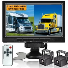 AHD Dual Backup Camera with 7'' 1080P DVR Monitor, Front and Rear View Camera...
