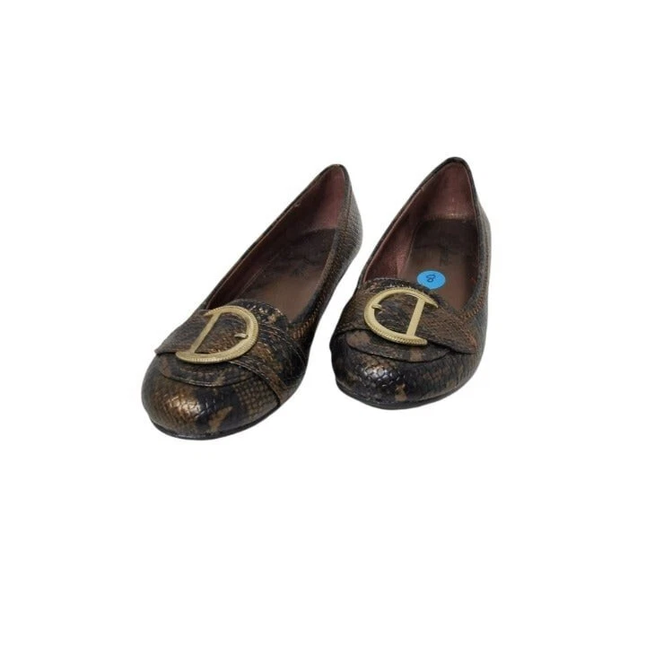 Life Stride Para Mujer Marrón y Negro Imitación Piel de Serpiente Hebilla Puntera Tacón Bajo 1" Cuña Foto 4 de 4