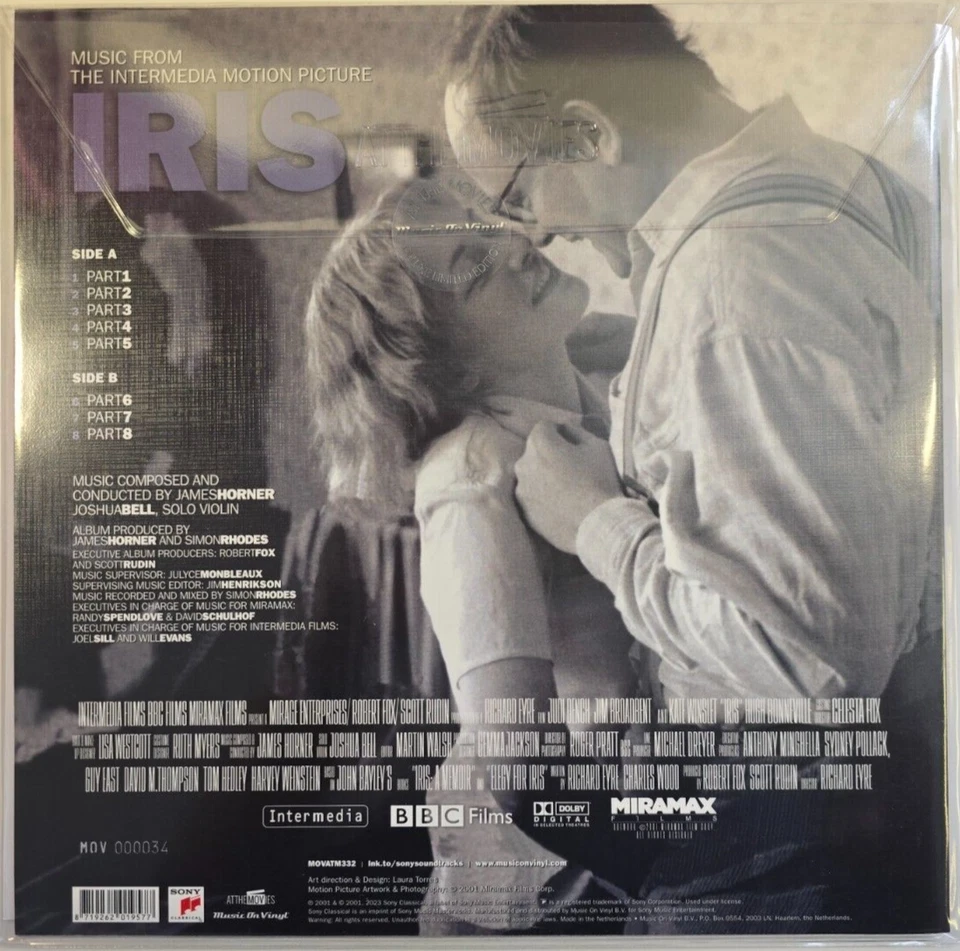 James Horner, Joshua Bell – Iris LP Album vinyl record limited clear numbered - Image 3 of 4