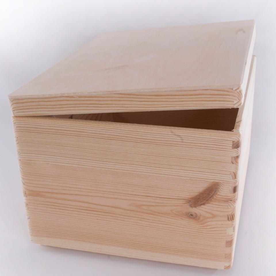 Large Wooden Storage Memory Box With Lid / Pinewood Toy Chest Keepsake ...